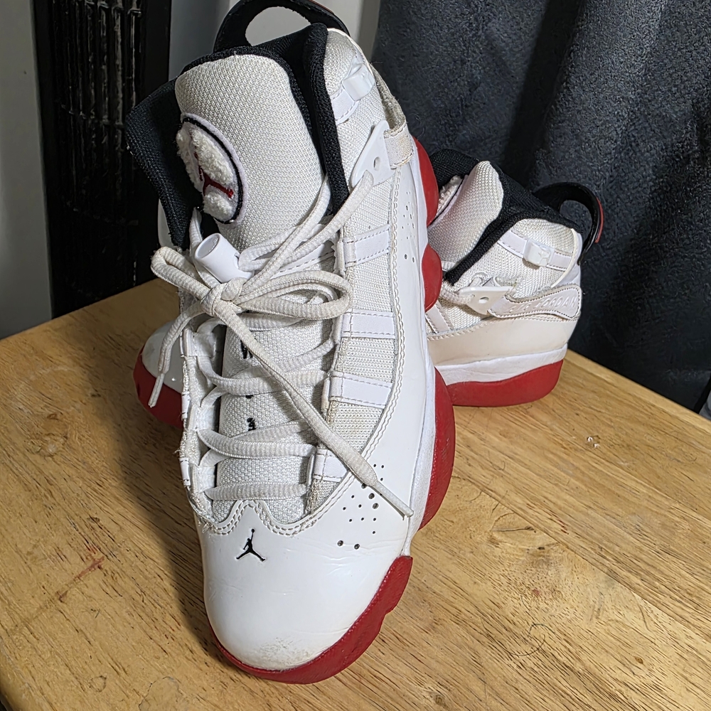 Jordan Kids White and Red Sneakers